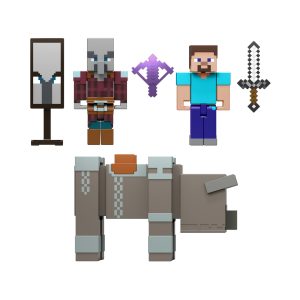 Minecraft Village Raid Pack With 3 Action Figures & 3 Accessories, 3.25-Inch Scale Collectible Set