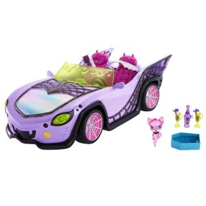 Monster High Toy Car, Ghoul Mobile With Pet And Cooler Accessories