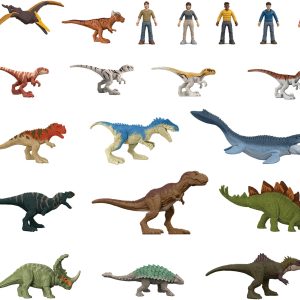 Jurassic World Minis Multipack Of AuThentic Dinosaur Figures, 20 Small Dino & Human Toys